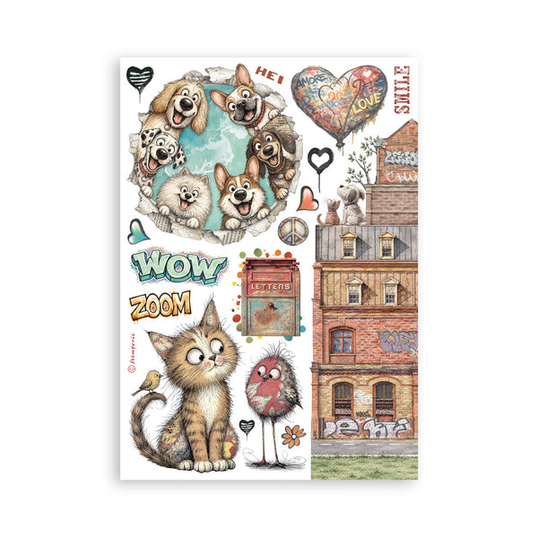 PRE-ORDER Stamperia FURRY FRIENDS 2 Washi Pad 8 Sheets A5 #SBW39