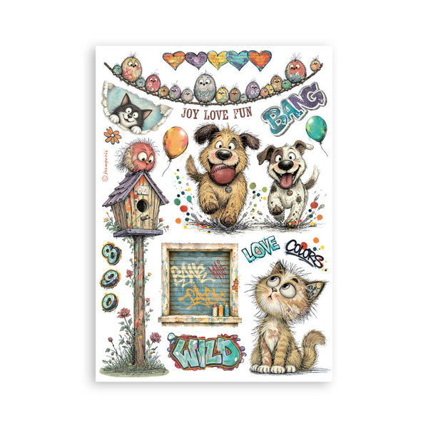PRE-ORDER Stamperia FURRY FRIENDS 2 Washi Pad 8 Sheets A5 #SBW39