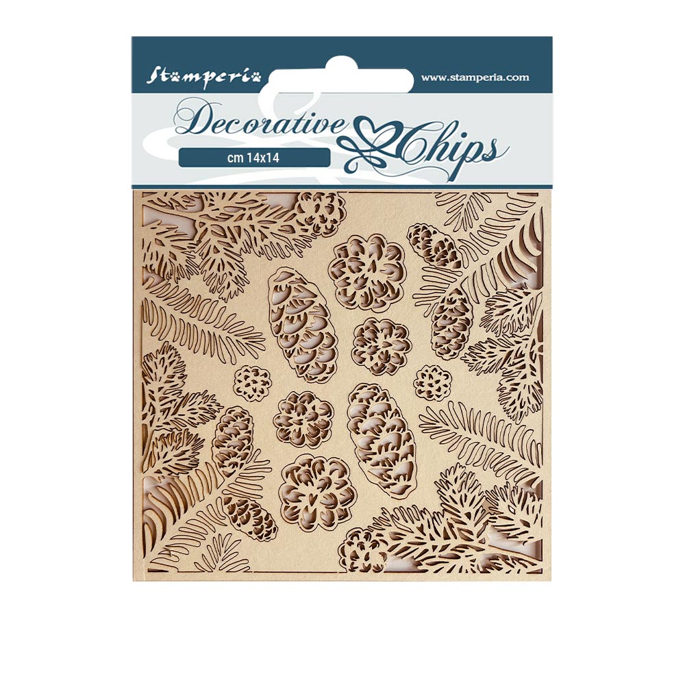 Stamperia Christmas PINECONES Decorative Chips 5.5