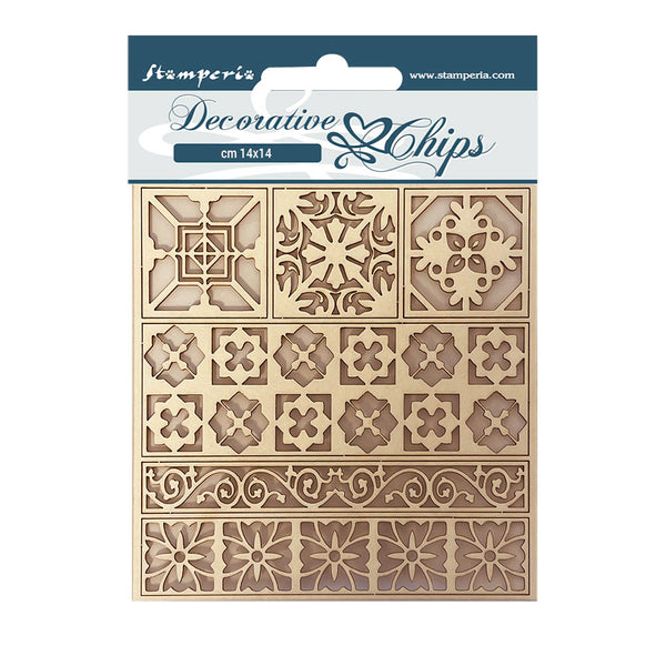 Stamperia Decorative Chips CASA GRANADA TILES 5.5" x 5.5" #SCB109