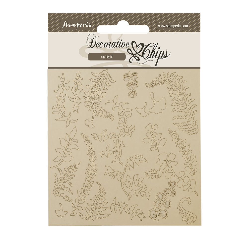 Stamperia WOODLAND - BRANCHES with LEAVES Decorative Chips 5.5