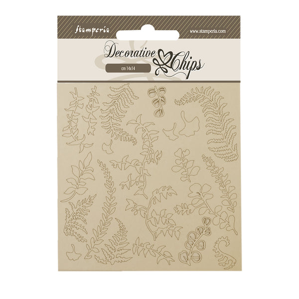 Stamperia WOODLAND - BRANCHES with LEAVES Decorative Chips 5.5"x5.5" #SCB192