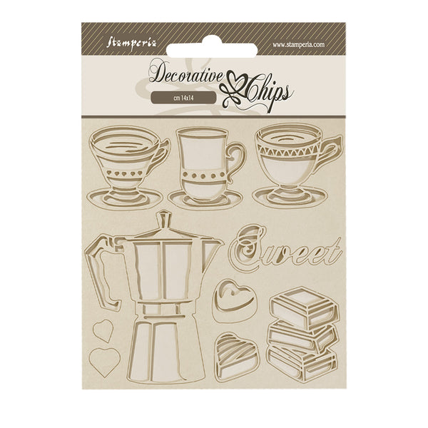 Stamperia COFFEE and CHOCOLATE MOKA Decorative Chips 5.5" x 5.5" #SCB194