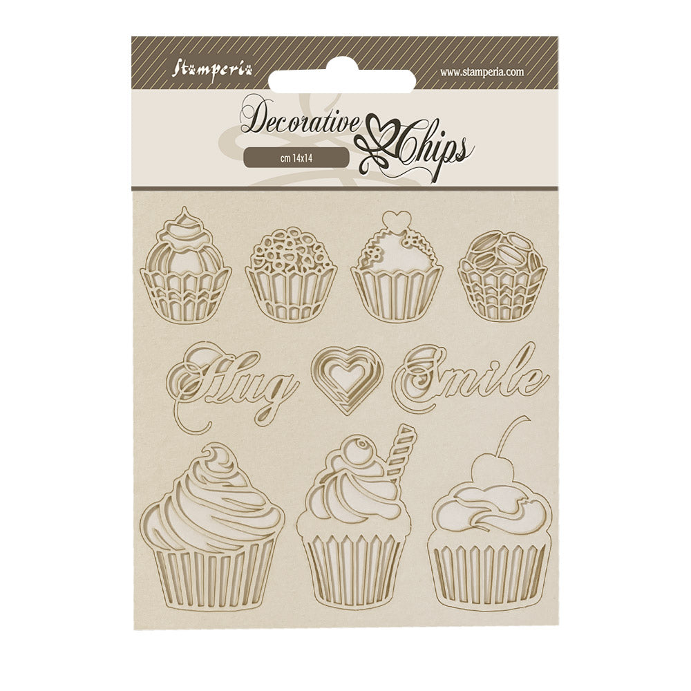 Stamperia COFFEE and CHOCOLATE SWEETY  Decorative Chips 5.5