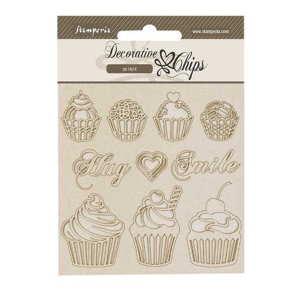 Stamperia COFFEE and CHOCOLATE SWEETY  Decorative Chips 5.5" x 5.5" #SCB195