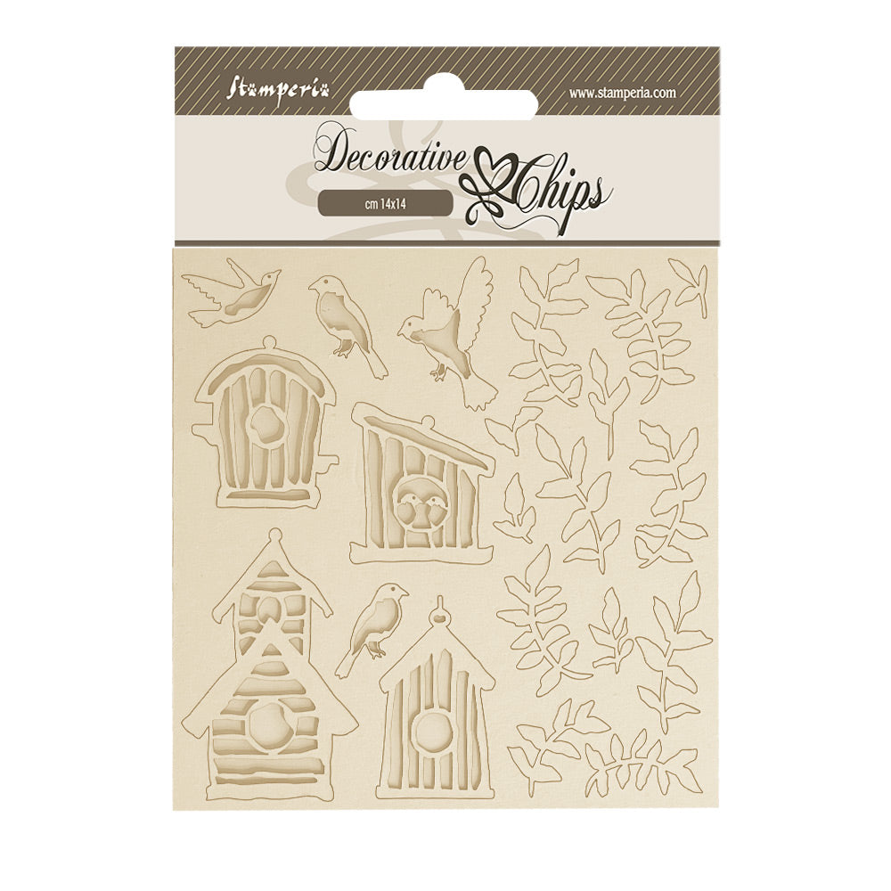 Stamperia Decorative Chips GARDEN NESTS 5.5