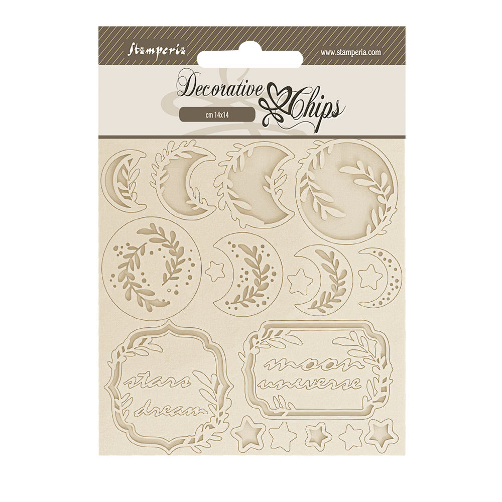 Stamperia Decorative Chips Create Happiness Secret Diary Luna MOON 5.5