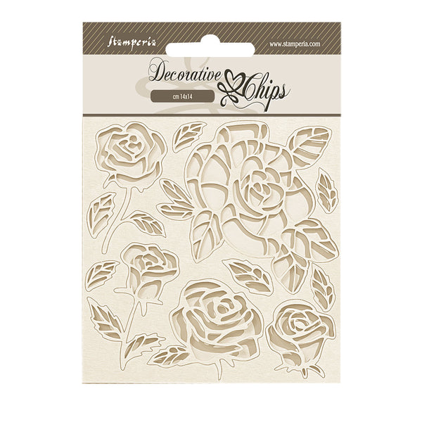 Stamperia SHABBY ROSE ROSES PATTERN Decorative Chips 5.5"x5.5" #SCB219