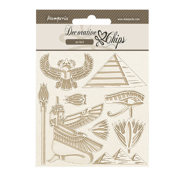 Stamperia FORTUNE EGYPT PYRAMID Decorative Chips 5.5"x5.5" #SCB222