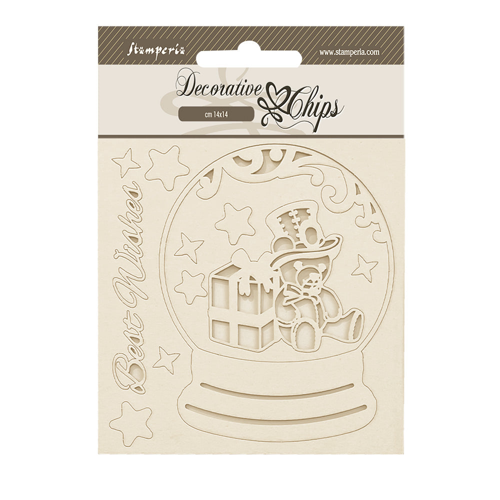 Stamperia GEAR UP FOR CHRISTMAS SNOWGLOBES Decorative Chips 5.5