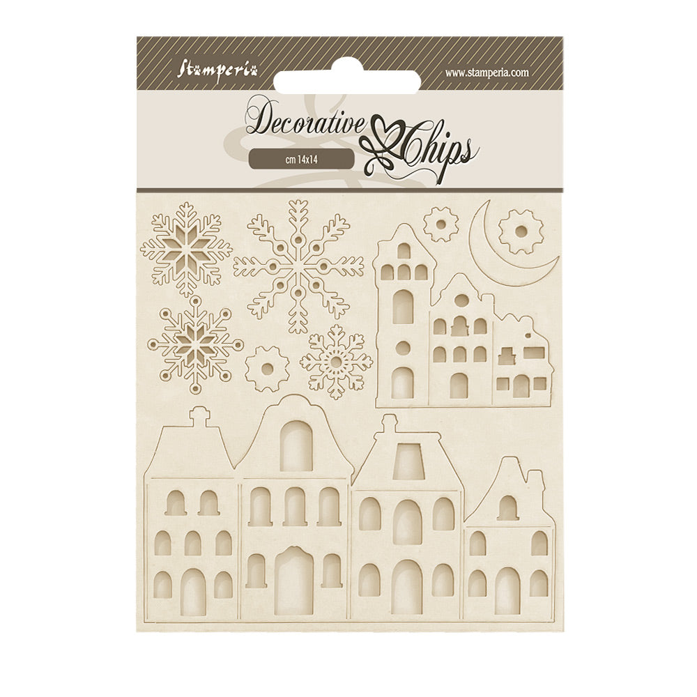 Stamperia GEAR UP FOR CHRISTMAS COZY HOUSES Decorative Chips 5.5