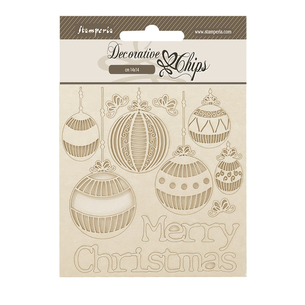 Stamperia THE NUTCRACKER MERRY CHRISTMAS BALLS Decorative Chips 5.5"x5.5" #SCB229