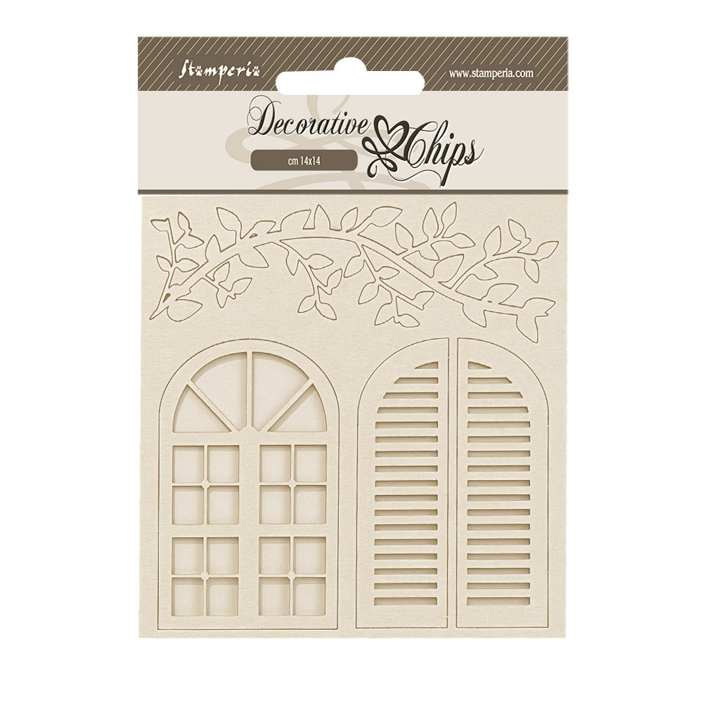 Stamperia GOLDEN HARMONY - WINDOWS Decorative Chips 5.5