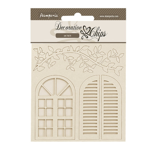 Stamperia GOLDEN HARMONY - WINDOWS Decorative Chips 5.5"x5.5" #SCB235