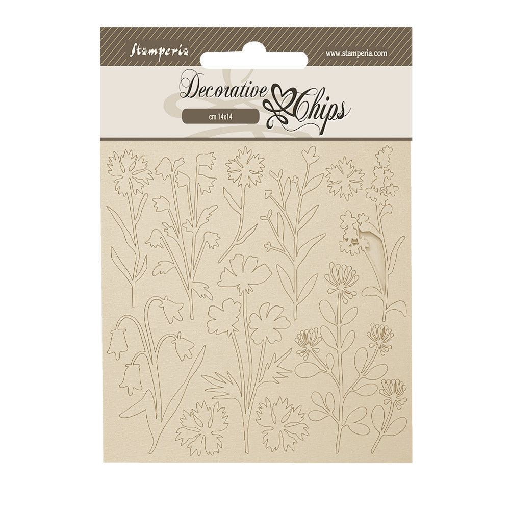 Stamperia FOREST - FLOWERS Decorative Chips 5.5