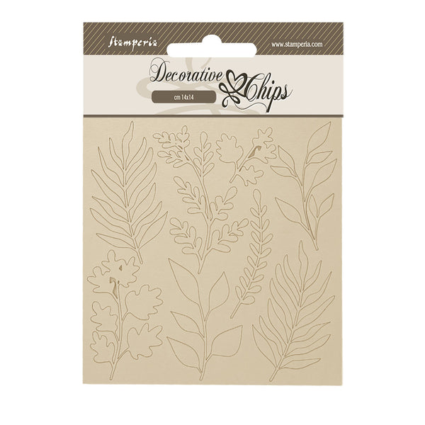 Stamperia FOREST - LEAVES Decorative Chips 5.5"x5.5" #SCB238