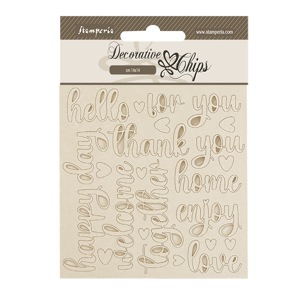 Stamperia GOLDEN HARMONY - WRITINGS Decorative Chips 5.5