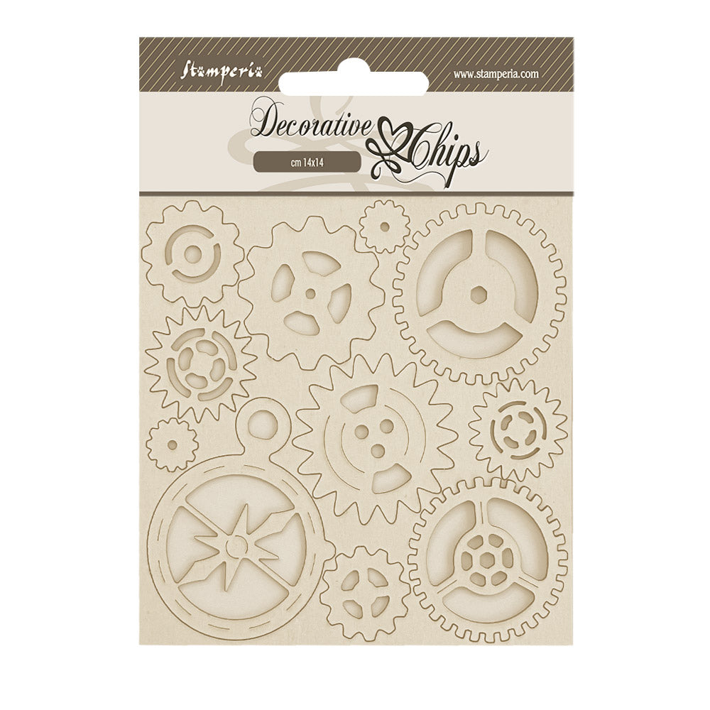 Stamperia ALTEREGO GEARS and COMPASS Decorative Chips 5.5