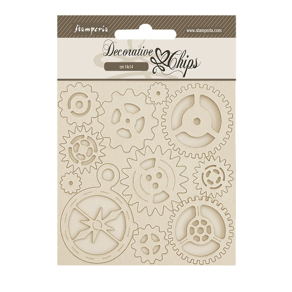 Stamperia ALTEREGO GEARS and COMPASS Decorative Chips 5.5"x5.5" #SCB241