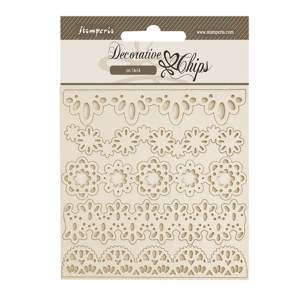 Stamperia OLD LACE BORDERS Decorative Chips 5.5"x5.5" #SCB243