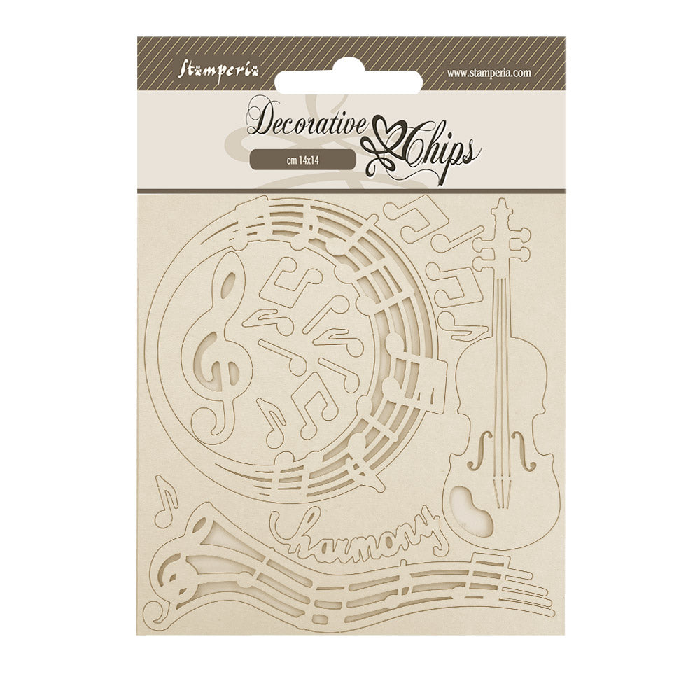 Stamperia MUSIC Decorative Chips 5.5