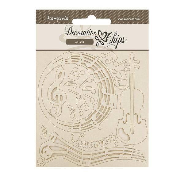 Stamperia MUSIC Decorative Chips 5.5"x5.5" #SCB245