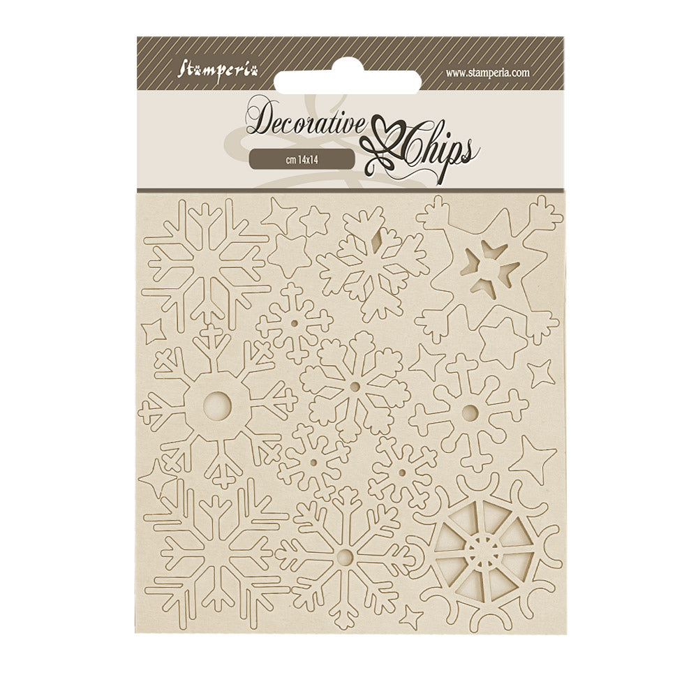 Stamperia Create Happiness DEWDROPS SNOWFLAKES Decorative Chips 5.5