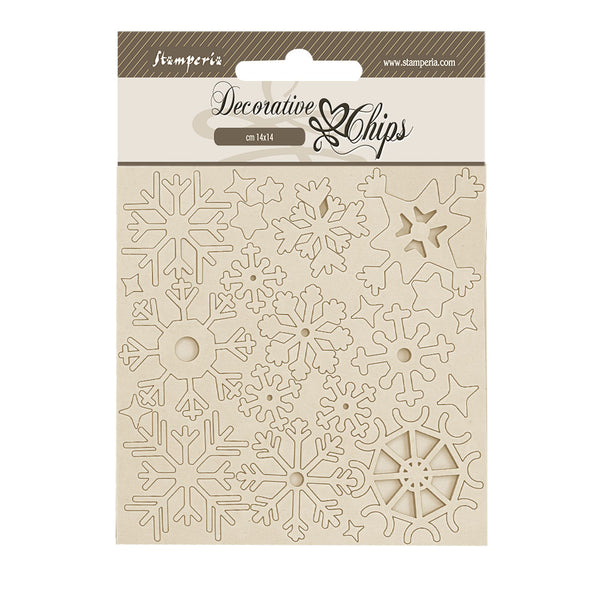 Stamperia Create Happiness DEWDROPS SNOWFLAKES Decorative Chips 5.5"x5.5" #SCB248