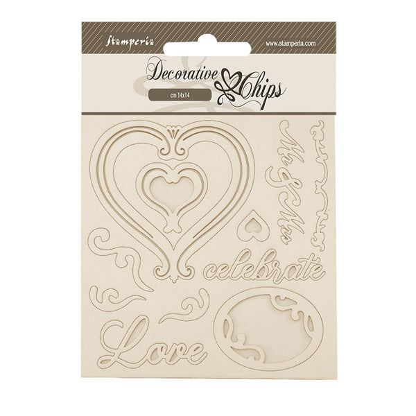 Stamperia TIMELESS - HEARTS Decorative Chips 5.5"x5.5" #SCB264