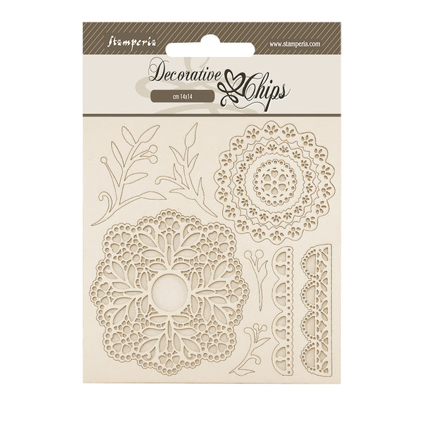 Stamperia TIMELESS - LACE Decorative Chips 5.5"x5.5" #SCB265