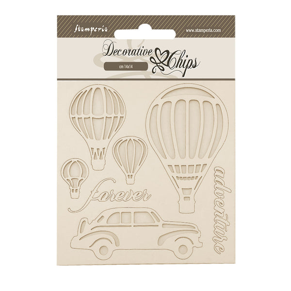 Stamperia TIMELESS - AIR BALLOONS Decorative Chips 5.5"x5.5" #SCB266