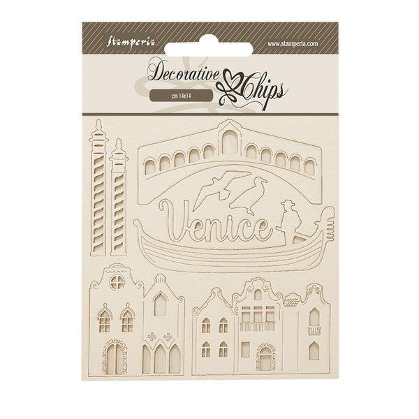 Stamperia VENICE CITY OF ART - ELEMENTS Decorative Chips 5.5"x5.5" #SCB269