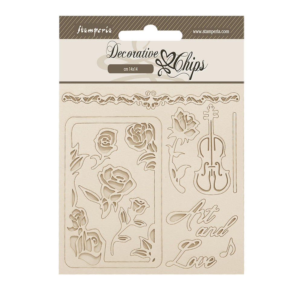Stamperia VENICE CITY OF ART - ROSES and FRAME Decorative Chips 5.5