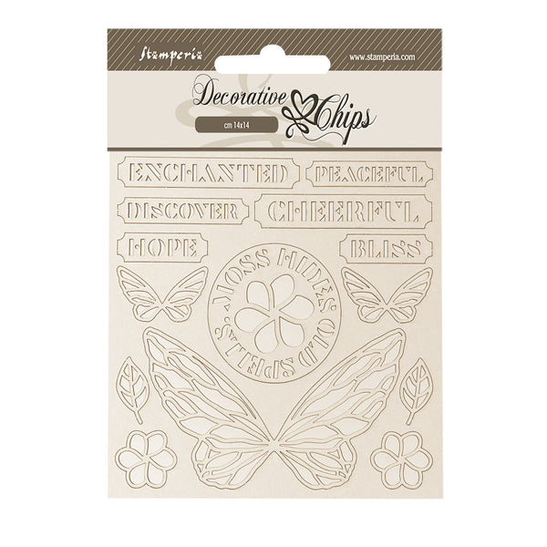 Stamperia WHISPERING WOODS - BUTTERFLY Decorative Chips 5.5"x5.5" #SCB274