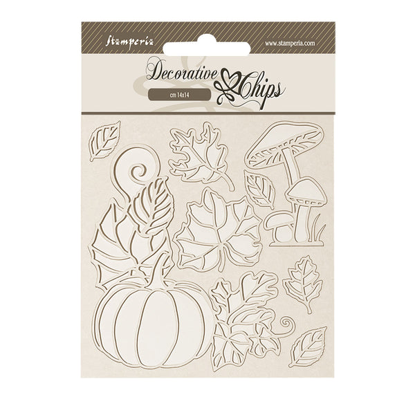 Stamperia WHISPERING WOODS - PUMPKIN Decorative Chips 5.5"x5.5" #SCB275