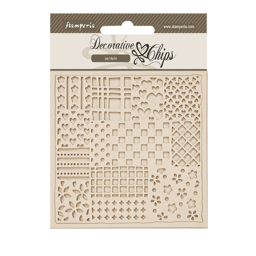 Stamperia Decorative Chips FAMILY - PATCHWORK PATTERN 5.5