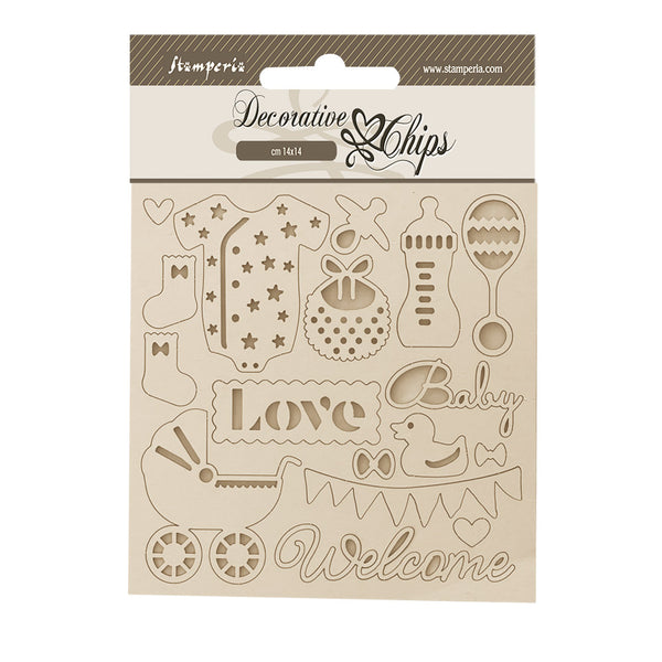 Stamperia Decorative Chips BABY - ACCESSORIES 5.5" x 5.5" #SCB282