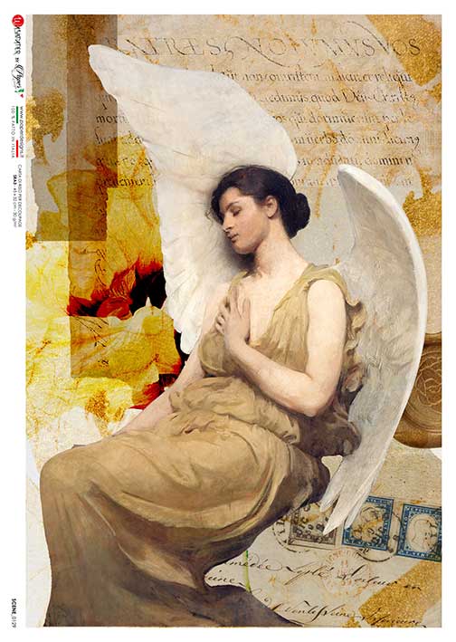 Paper Designs THAYER Side Pose ANGEL A4 Decoupage Rice Paper #SCENE0129