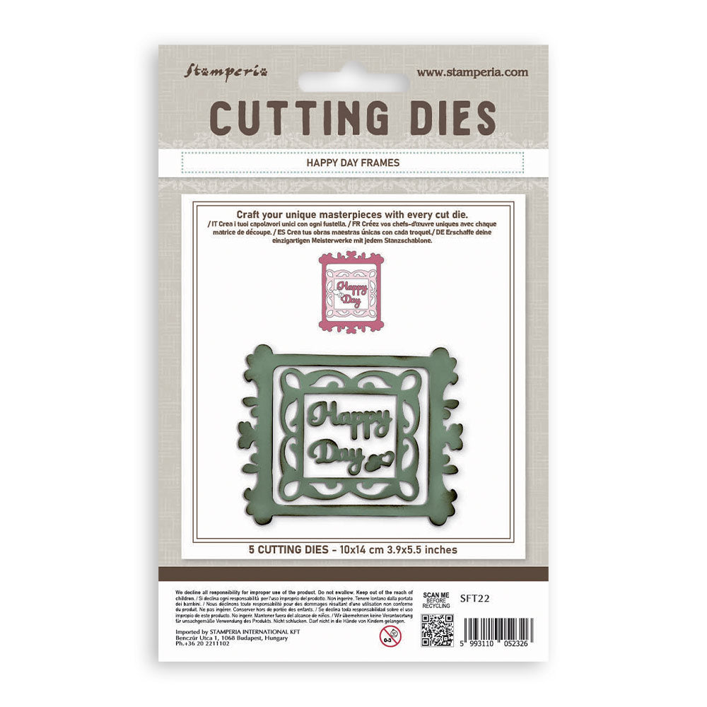 Stamperia HAPPY DAY FRAMES All Around A6 Metal Cutting Dies  #SFT22