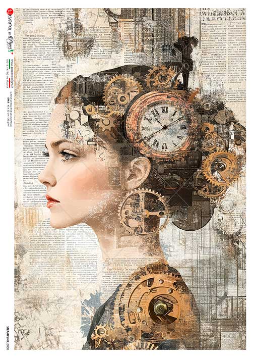 Paper Designs STEAMPUNK GIRL A4 Decoupage Rice Paper #STEAMPUNK_0008