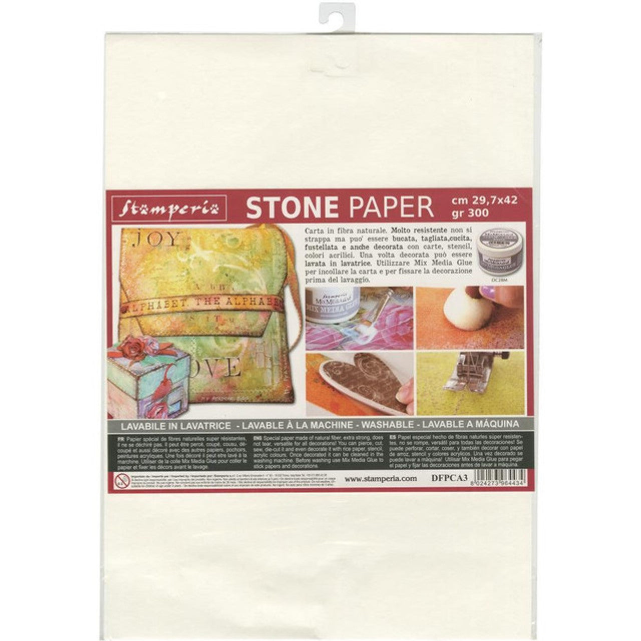 SPECIAL ORDER FOR B. NEELEY ONLY  Stamperia WHITE STONE PAPER A3 Size Mixed Media Paper 1 sheet #DFPCA3