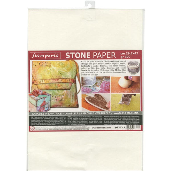 SPECIAL ORDER FOR B. NEELEY ONLY  Stamperia WHITE STONE PAPER A3 Size Mixed Media Paper 1 sheet #DFPCA3
