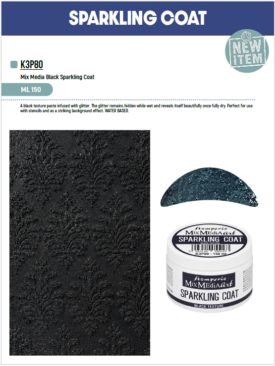 Stamperia Mix Media Art - SPARKLING COAT - Black Texture - 150 ml #K3P80