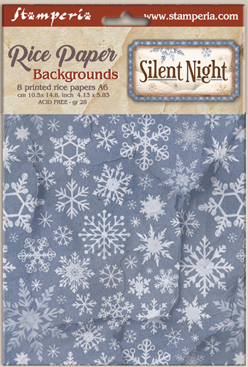 Stamperia SILENT NIGHT - Christmas A6 BACKGROUNDS Selection Decoupage Rice Paper 8 sheets #DFSAK6058