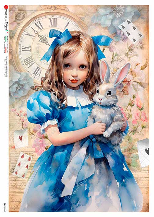 Paper Designs ALICE In WONDERLAND A4 Decoupage Rice Paper #TALES 0042