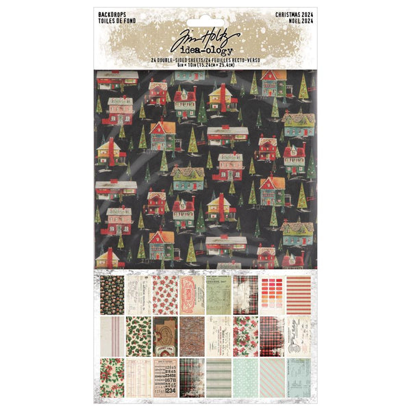 Tim Holtz idea-ology BACKDROPS CHRISTMAS 2024 Collage Paper 24 pcs #TH94406