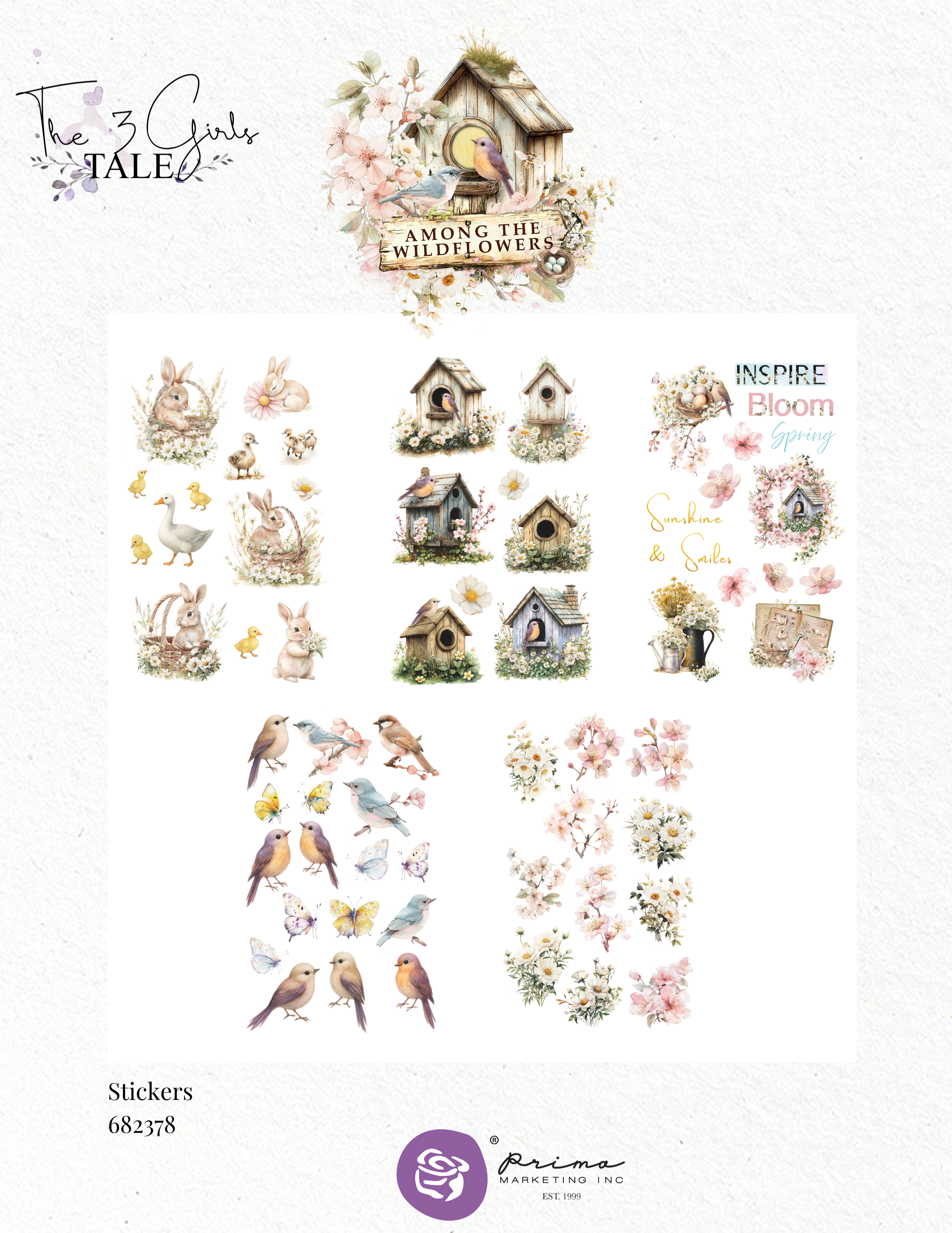 Prima AMONG THE WILDFLOWERS Collection Stickers 5 Sheets #682378