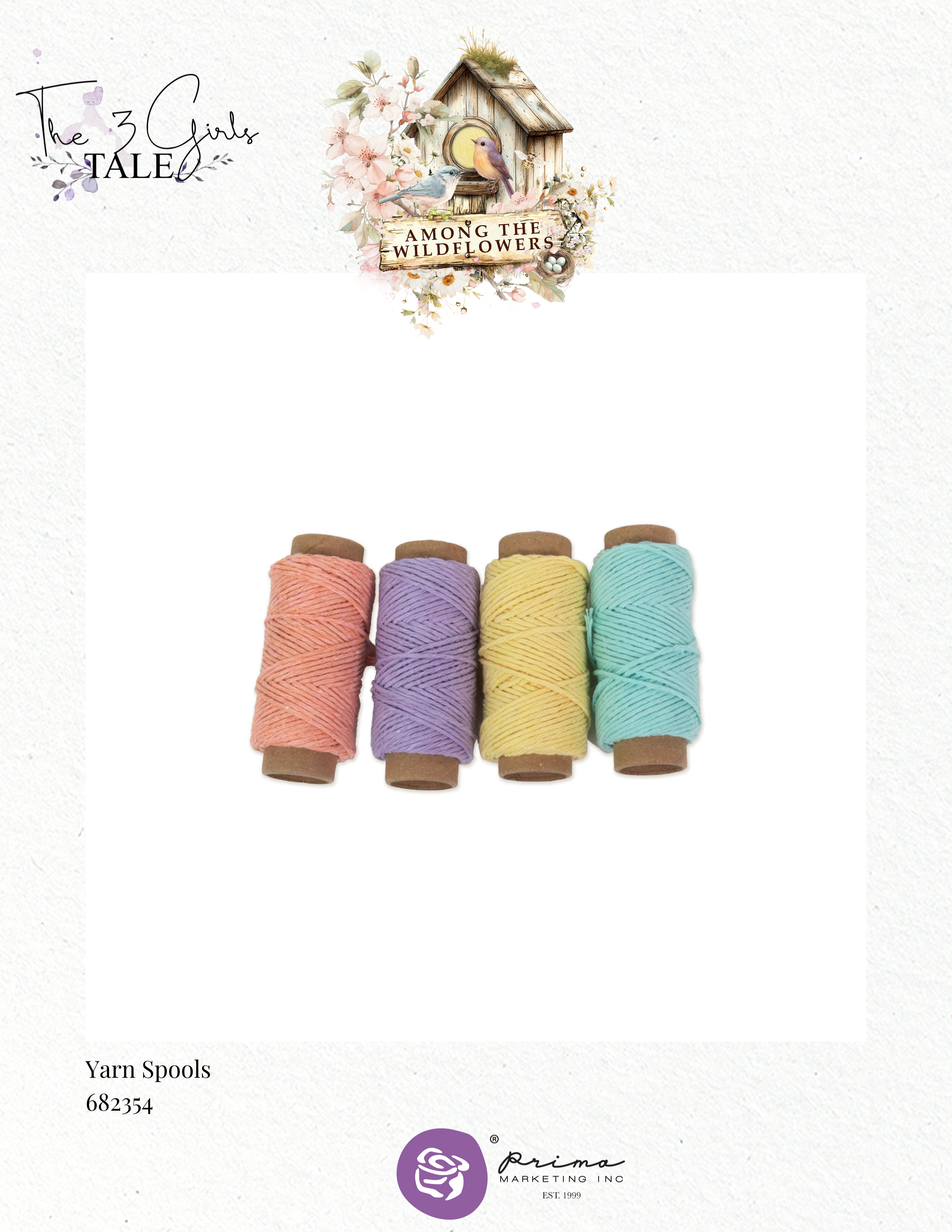 Prima AMONG THE WILDFLOWERS Yard Spools 4 Colors 15 yds each #682354