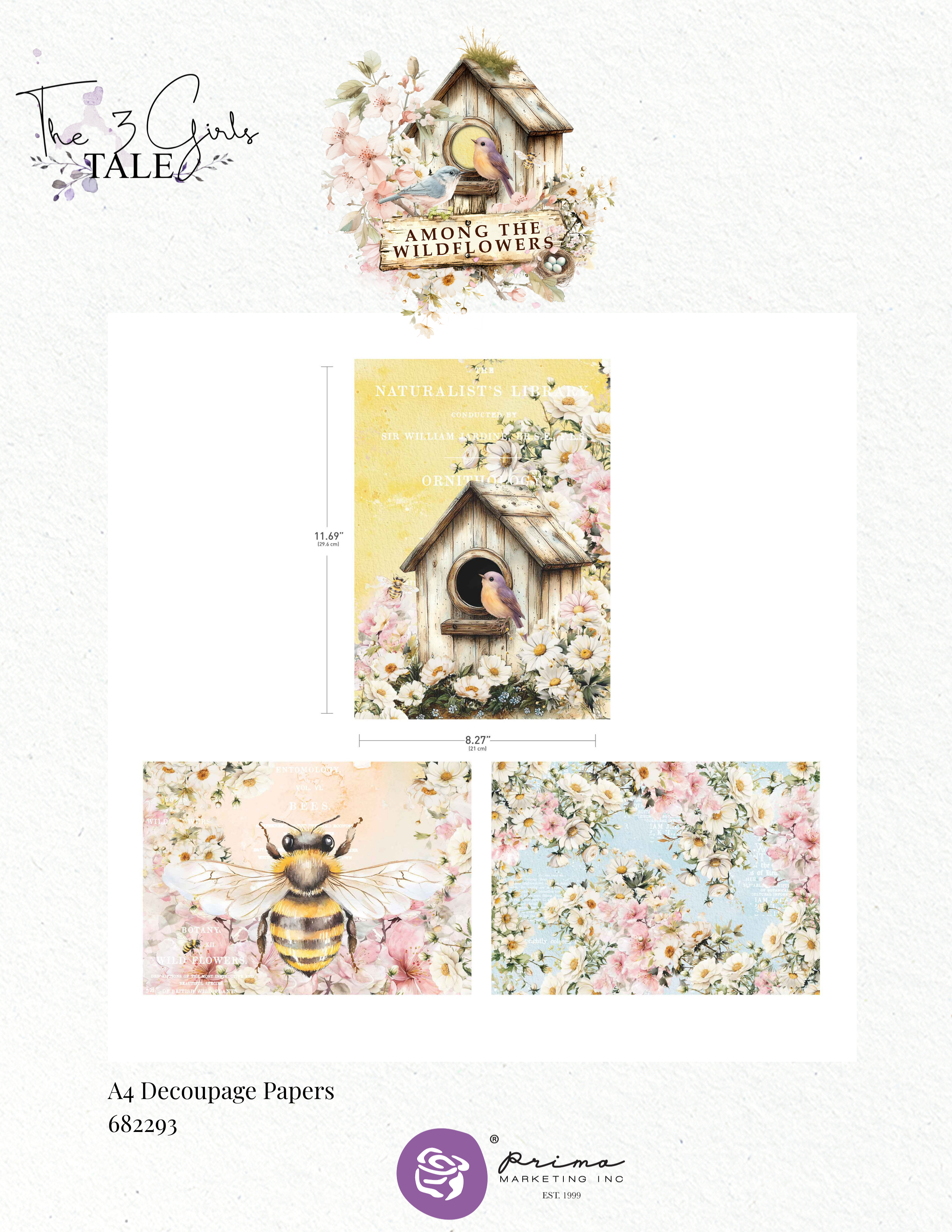 Set of decoupage papers with nature-themed designs on a white background.