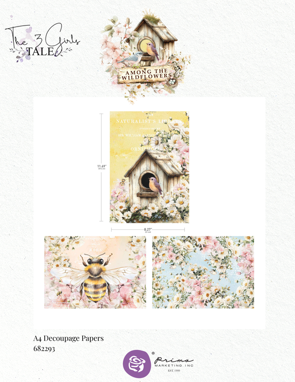 Set of decoupage papers with nature-themed designs on a white background.